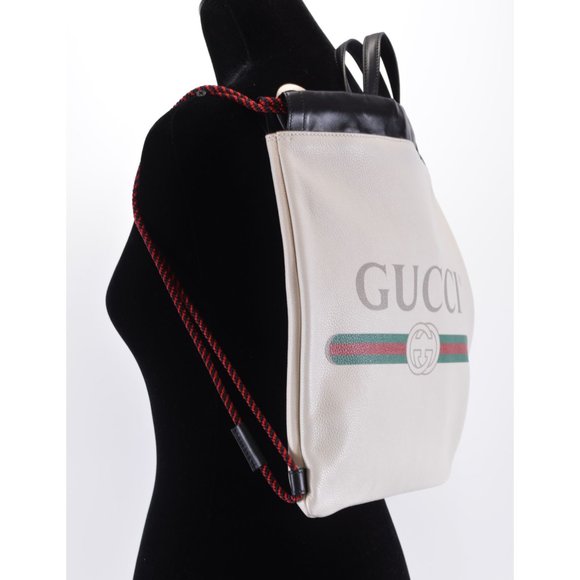New Gucci Kids JUNIOR Logo Print Pebbled Leather Backpack Purse W/Pouch - Picture 7 of 12